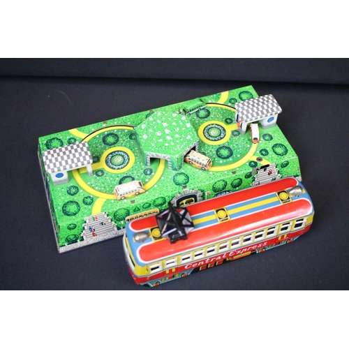 1422 - Collection of various boxed and unboxed tin plate lithograph models to include boxed Takatoku Fricti... 