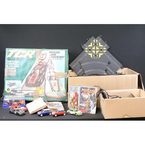 311 - Boxed TCR Slotless Race System with 1 x cased Scalextric Jaguar XKRS (play worn), 5 x Scalextric slo... 