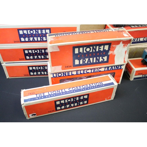 109 - 16 Boxed Lionel O gauge items of rolling stock to include No 456 Coal Ramp Set with Special Hopper C... 