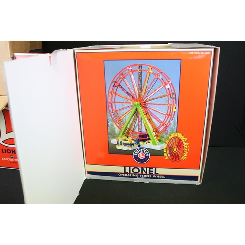 119 - 11 Boxed Lionel O gauge trackside accessories to include 6-14110 Operating Ferris Wheel, 6-12948 Bas... 