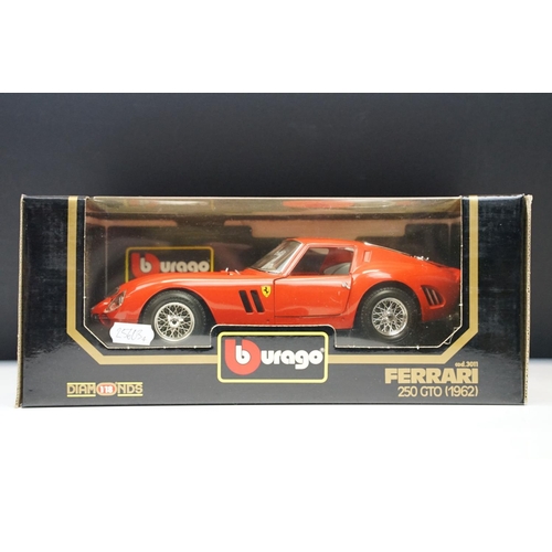 1143 - Four boxed 1/18 and 1/24 scale diecast models to include 3 x Burago diecast models featuring 1962 Fe... 