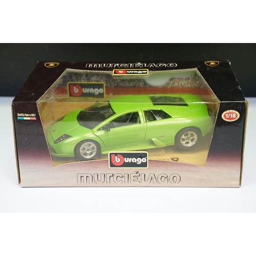 1154 - Collection of nine boxed diecast models to include 1/18 scale Burago Lamborghini Murcielago in lime ... 