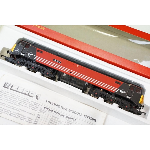 116 - Hornby OO gauge Virgin train set with 2 locomotives (Lady in Red & Maiden Voyager), coach and track,... 