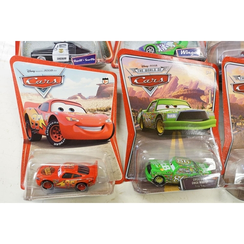 1167 - 57 Carded Mattel Disney Pixar Cars diecast models, all ex, contained within a Cars storage box