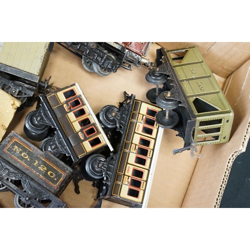 168 - Group of early-mid 20th C O gauge model railway to include Marklin Mitropa coach,  Hornby 2051 LMS l... 