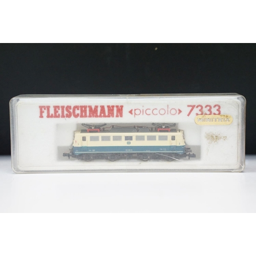 81 - Five cased Fleischmann Piccolo N gauge locomotives to include 2 x 7333, 7375, 7376 & 7381