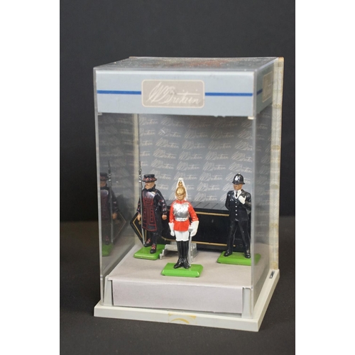 242 - Five cased Britains Collection military figure sets to include The Scots Guards, The Royal Marines, ... 