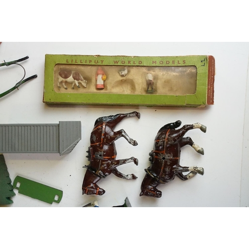 245 - Quantity of various early-mid 20th C metal figures and accessories to include boxed Britains Lillipu... 