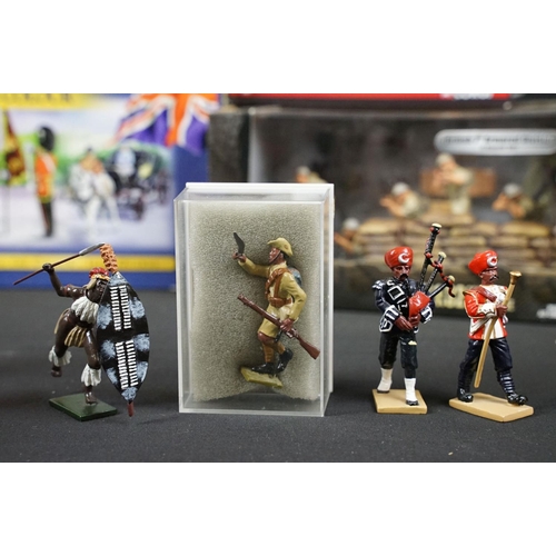 250A - Collection of 14 boxed / carded / bagged metal figures to include 4 x Britains Trooping The Colour f... 