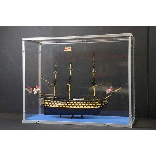 274 - Cased Airfix HMS Victory Ship display plastic model kit contained within clear plastic case, all bui... 