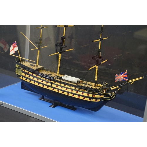 274 - Cased Airfix HMS Victory Ship display plastic model kit contained within clear plastic case, all bui... 