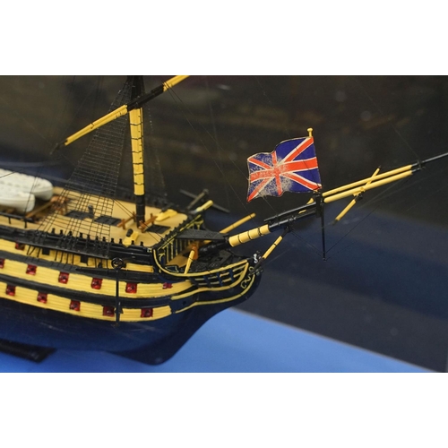 274 - Cased Airfix HMS Victory Ship display plastic model kit contained within clear plastic case, all bui... 