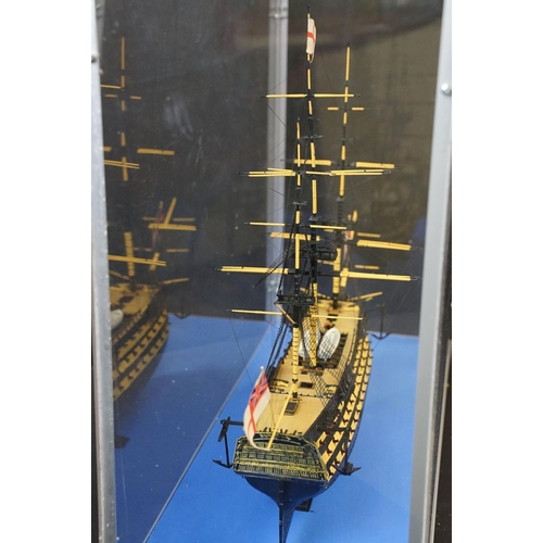 274 - Cased Airfix HMS Victory Ship display plastic model kit contained within clear plastic case, all bui... 