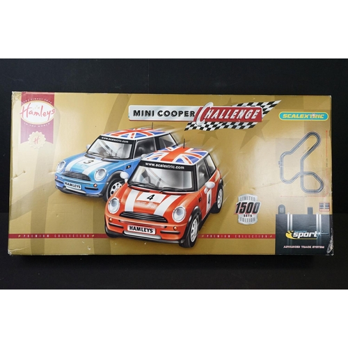 277 - Boxed Scalextric Hamley's Mini Cooper Challenge set, limited edition with COA No. 360/1500, all appe... 