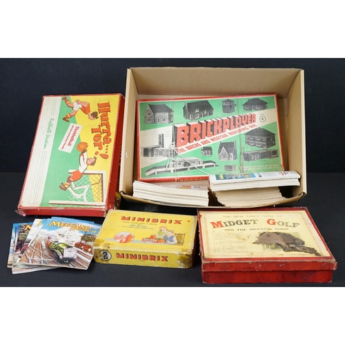 294 - Group of vintage games and toys to include boxed Brickplayer Kit 4, boxed German Table Football, box... 