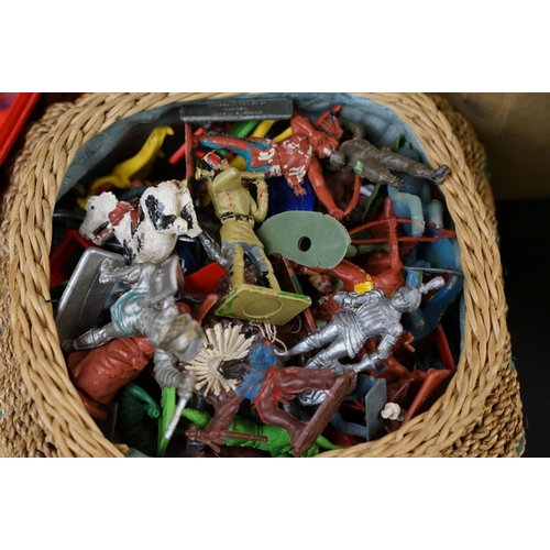 302 - Collection of various toys and games to include plastic figures mainly Crescent Toys, Boxed Hot Whee... 