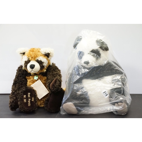 318 - Steiff 664465 Su-lin Giant Panda (46cm) sealed in bag with COA, along with a Hermann Spielwaren ltd ... 