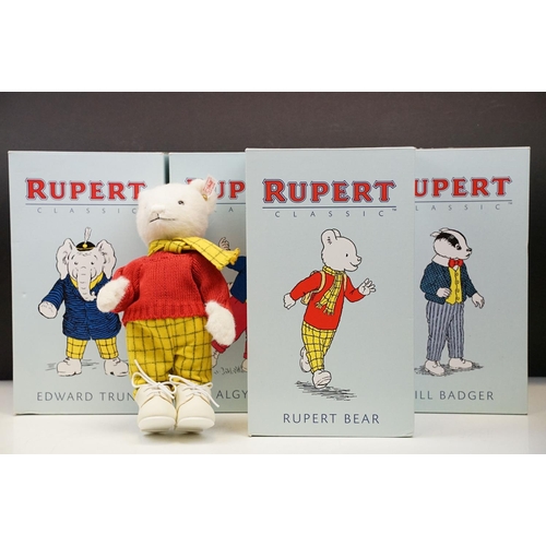 322 - Four boxed Steiff Rupert Bears to include Bill Badger no.543, Rupert Bear no.1387, Edward Trunk no.1... 