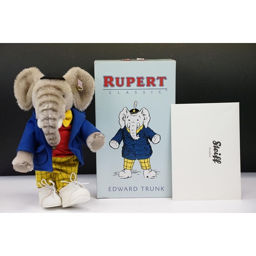 322 - Four boxed Steiff Rupert Bears to include Bill Badger no.543, Rupert Bear no.1387, Edward Trunk no.1... 