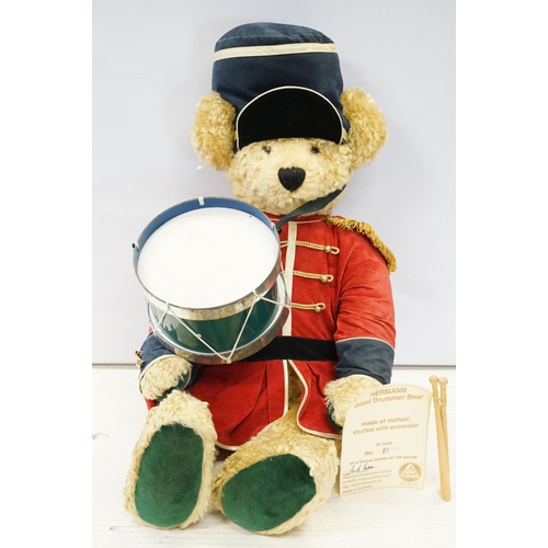 325 - Herman Spielwaren Mohair ltd edn Giant Drummer Bear complete with COA numbered 81/100, ex