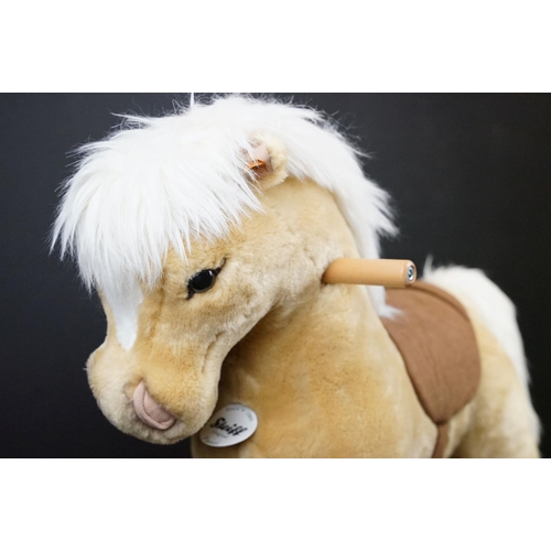 328 - Steiff Rocking horse Franzi Model (048906) 70cm high Blonde plush on bow rockers engraved with Steif... 