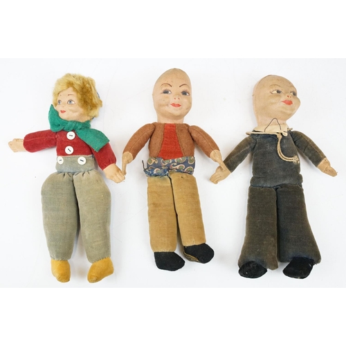 332 - Collection of 11 dolls to include 4 x Norah Wellings cloth doll examples featuring a native American... 