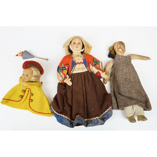 332 - Collection of 11 dolls to include 4 x Norah Wellings cloth doll examples featuring a native American... 