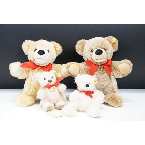 338 - Four Steiff teddy bears to include 021831 Bobby with name tag to chest and red bow tie, 021923 Bobby... 