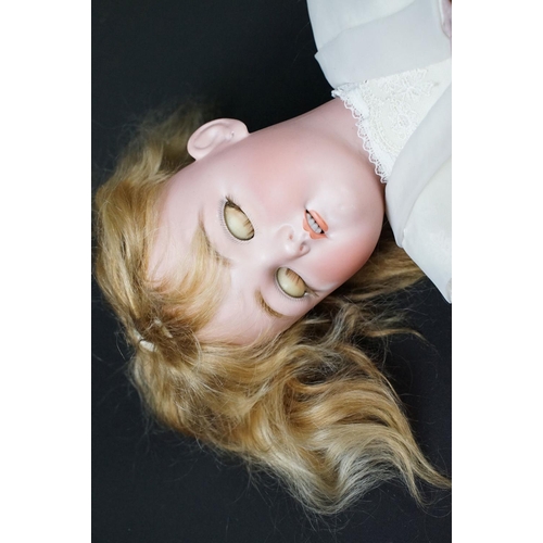 342 - Early 20th Century Simon & Halbig Jutta bisque headed doll having sleeping eyes, teeth and hand pain... 