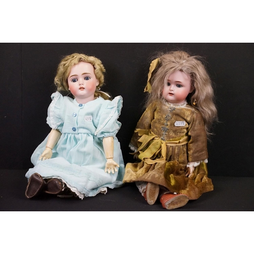 343 - Two late 19th / early 20th Century bisque headed dolls with composite bodies, sleeping eyes, hand pa... 