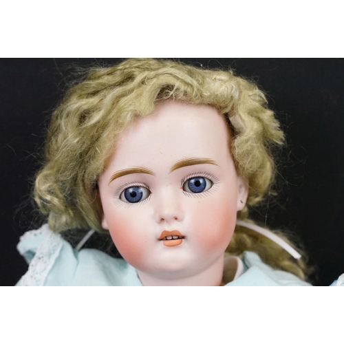 343 - Two late 19th / early 20th Century bisque headed dolls with composite bodies, sleeping eyes, hand pa... 