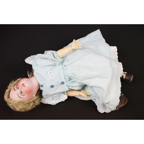 343 - Two late 19th / early 20th Century bisque headed dolls with composite bodies, sleeping eyes, hand pa... 