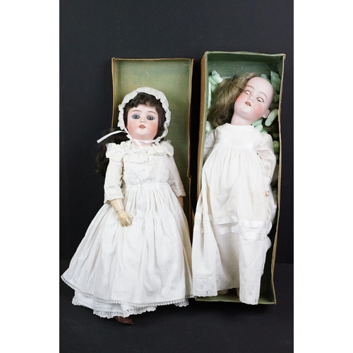 350 - Two late 19th / early 20th Century bisque headed dolls having composite bodies, teeth and hand paint... 