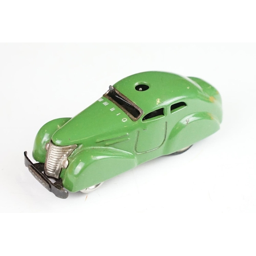 358 - Boxed Schuco Telesteering Car set with green tin plate clockwork 3000 car, complete with accessories... 