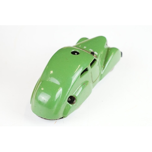 358 - Boxed Schuco Telesteering Car set with green tin plate clockwork 3000 car, complete with accessories... 