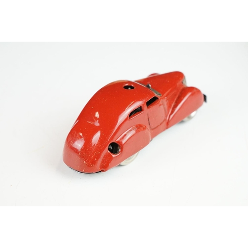 359 - Boxed Schuco clockwork tin plate Telesteering Car 3000 in red with accessories and instructions, mis... 