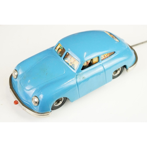 360 - Boxed Gescha Auto Fox Nr 559 Porsche, mid blue body, plated trim, dog in window, control cable with ... 