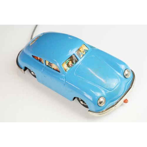 360 - Boxed Gescha Auto Fox Nr 559 Porsche, mid blue body, plated trim, dog in window, control cable with ... 