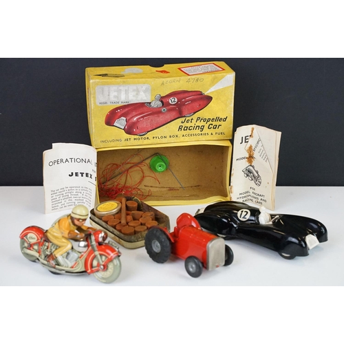 361 - Schuco Moto-Dril 1006 tinplate clockwork model (no key) plus a boxed Jetex Jet Propelled Racing Car ... 