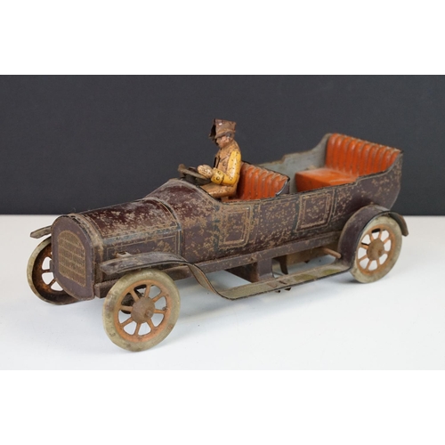 364 - Original Early 20th C GBN Bing Werke German lithographic tinplate clockwork Limousine Open Top Car w... 