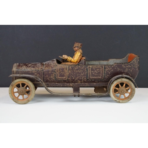 364 - Original Early 20th C GBN Bing Werke German lithographic tinplate clockwork Limousine Open Top Car w... 