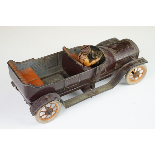 364 - Original Early 20th C GBN Bing Werke German lithographic tinplate clockwork Limousine Open Top Car w... 