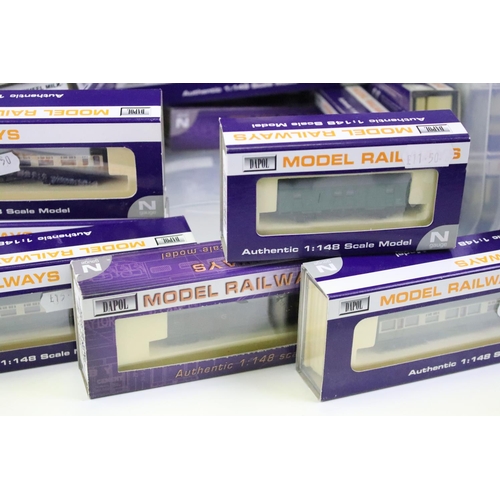 21 - 37 Boxed/cased Dapol N gauge items of rolling stock to include NC004B GWR SIPHON-H No 1432, NC014 BR... 