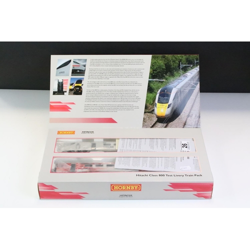 26 - Boxed ltd edn Hornby OO gauge R3579F Hitachi Class 800 Test Livery Train Pack, complete