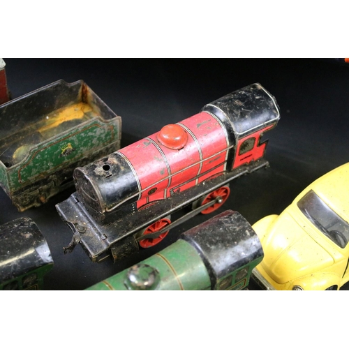 223 - Quantity of play worn O gauge model railway to include Hornby locomotives, rolling stock etc plus a ... 