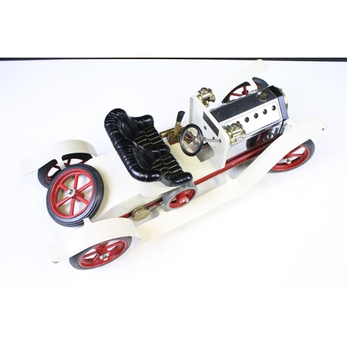 241 - Steam Engine - Boxed Mamod SA1 Steam Roadster in white with red spoke wheels, in gd overall conditio... 