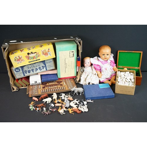 316 - Collection of various mixed toys and games to include 3 x boxed Pelham Puppets to include Mr Turnip,... 