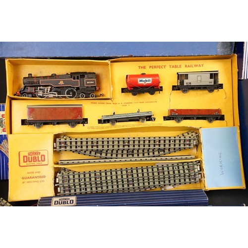 197 - Collection of Hornby Dublo to include boxed EDG19 train set with locomotive, rolling stock and track... 