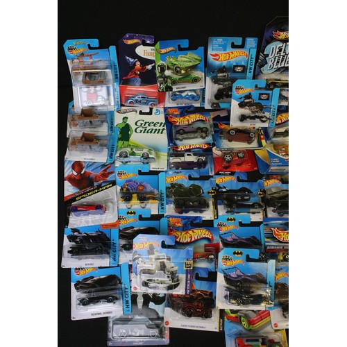 1080 - Hot Wheels - 90 Carded Hot Wheels diecast models featuring Mickey Mouse, Spider Man, Batman, Max Ste... 