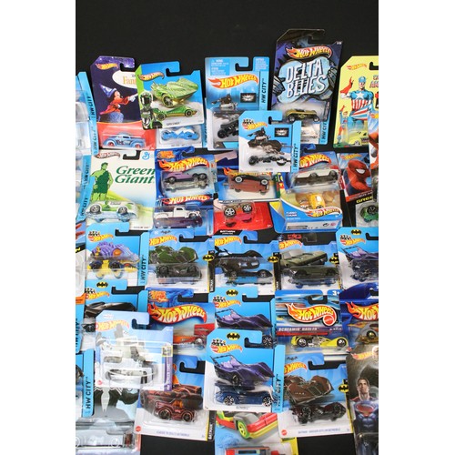 1080 - Hot Wheels - 90 Carded Hot Wheels diecast models featuring Mickey Mouse, Spider Man, Batman, Max Ste... 